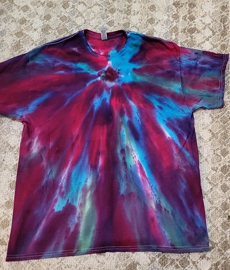 Hand Tie Dyed T Shirt Men's XL 100% Cotton Pre Washed ShortSleeve Gift #3 gallery