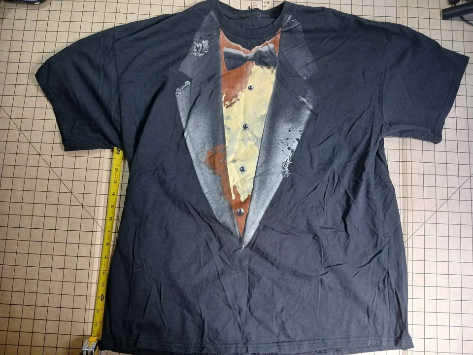 Men's Black Decaying Tuxedo Graphic Tee Size 2XL gallery