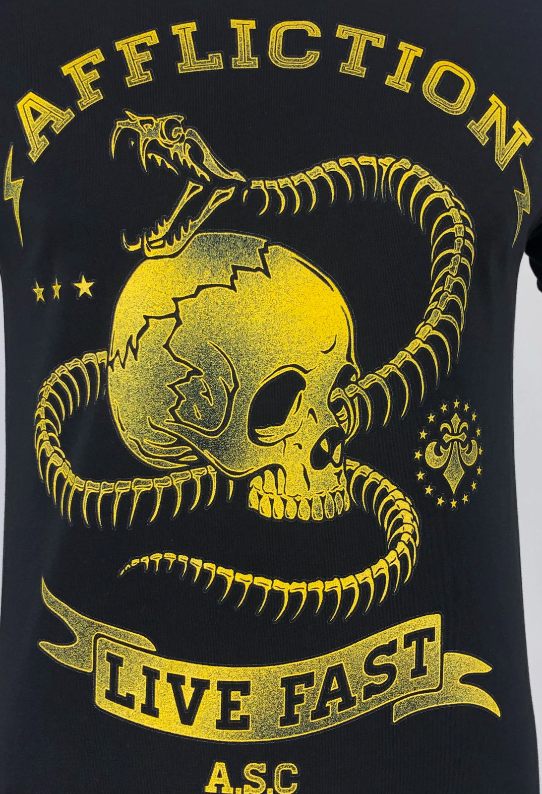 AFFLICTION SNAKE EYES Men's T-shirt BLACK Biker MMA gallery
