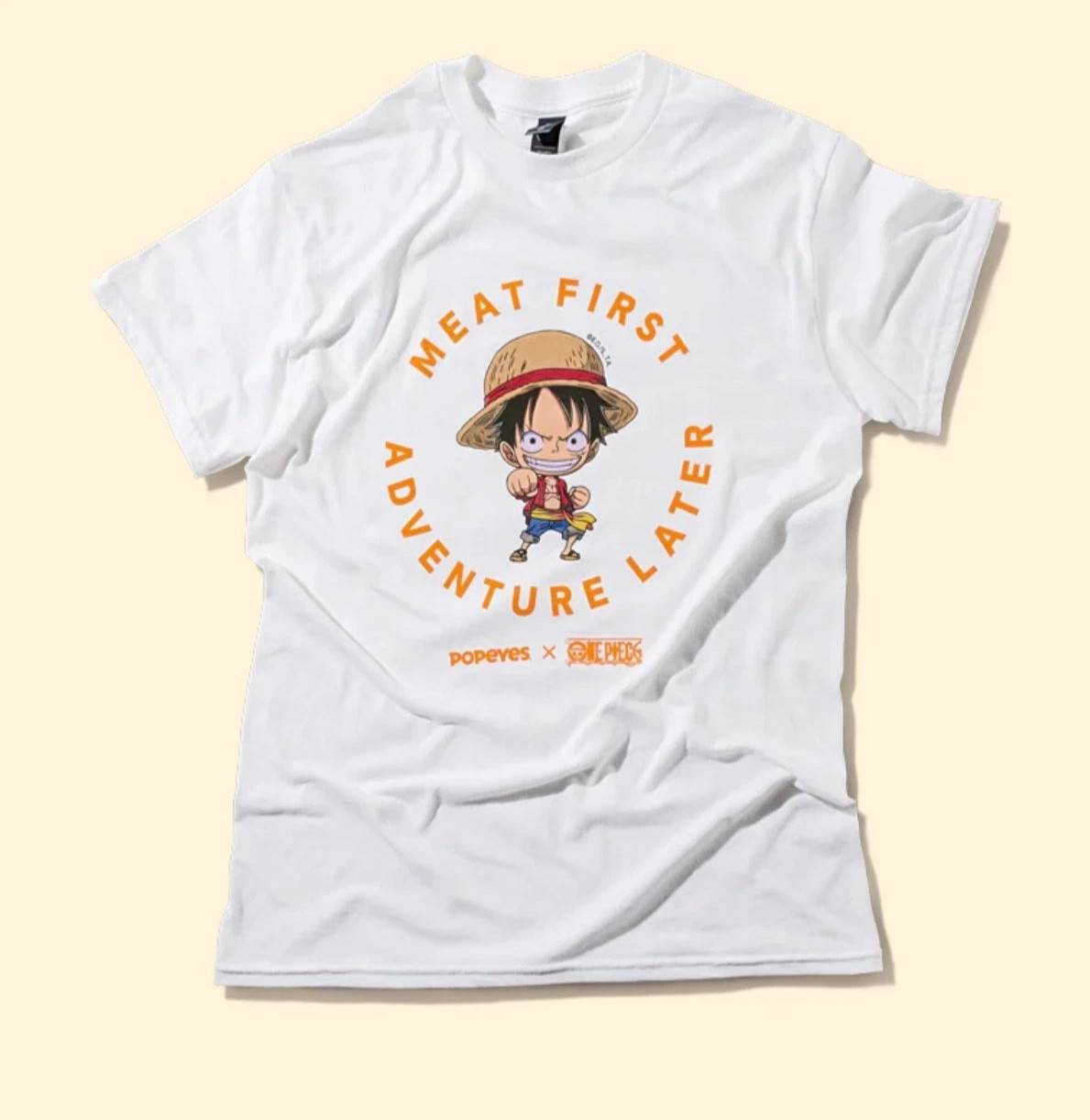 Popeyes x One Piece Luffy T-Shirt Size Medium Limited Sold Out IN HAND gallery