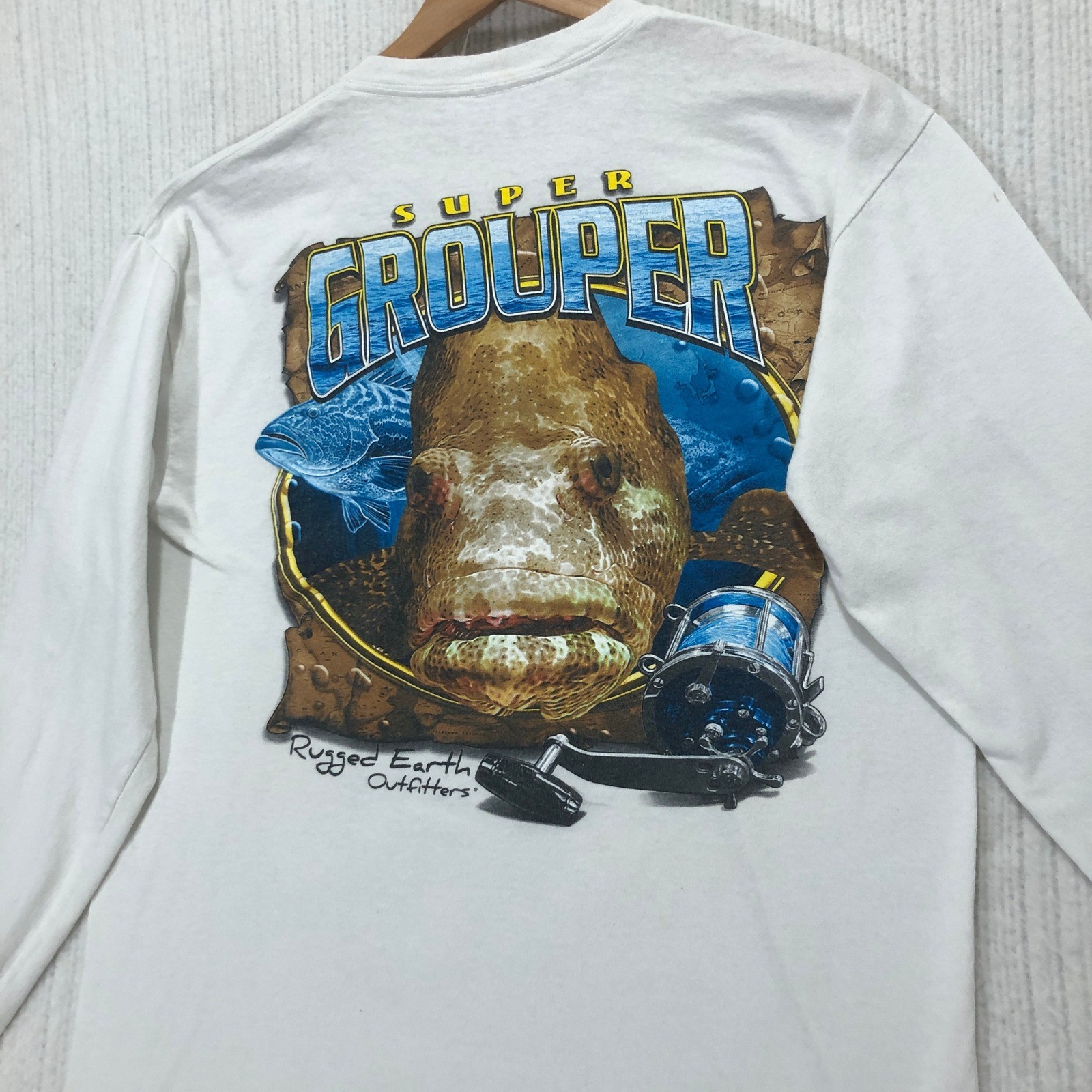 Rugged Earth Outfitters Super Grouper Fishing Graphic Long Sleeve T Shirt