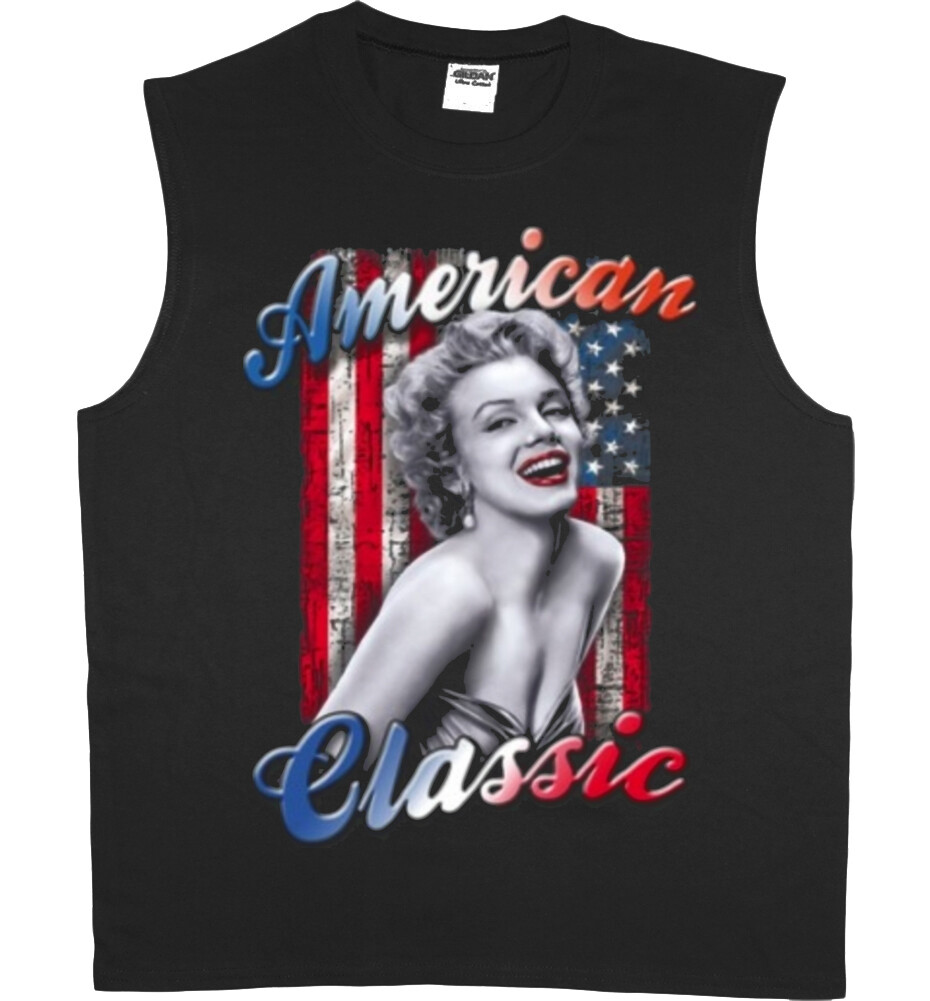 Mens Sleeveless T-shirt Muscle Tee Marilyn Monroe American Flag Shirt Tank Top gallery