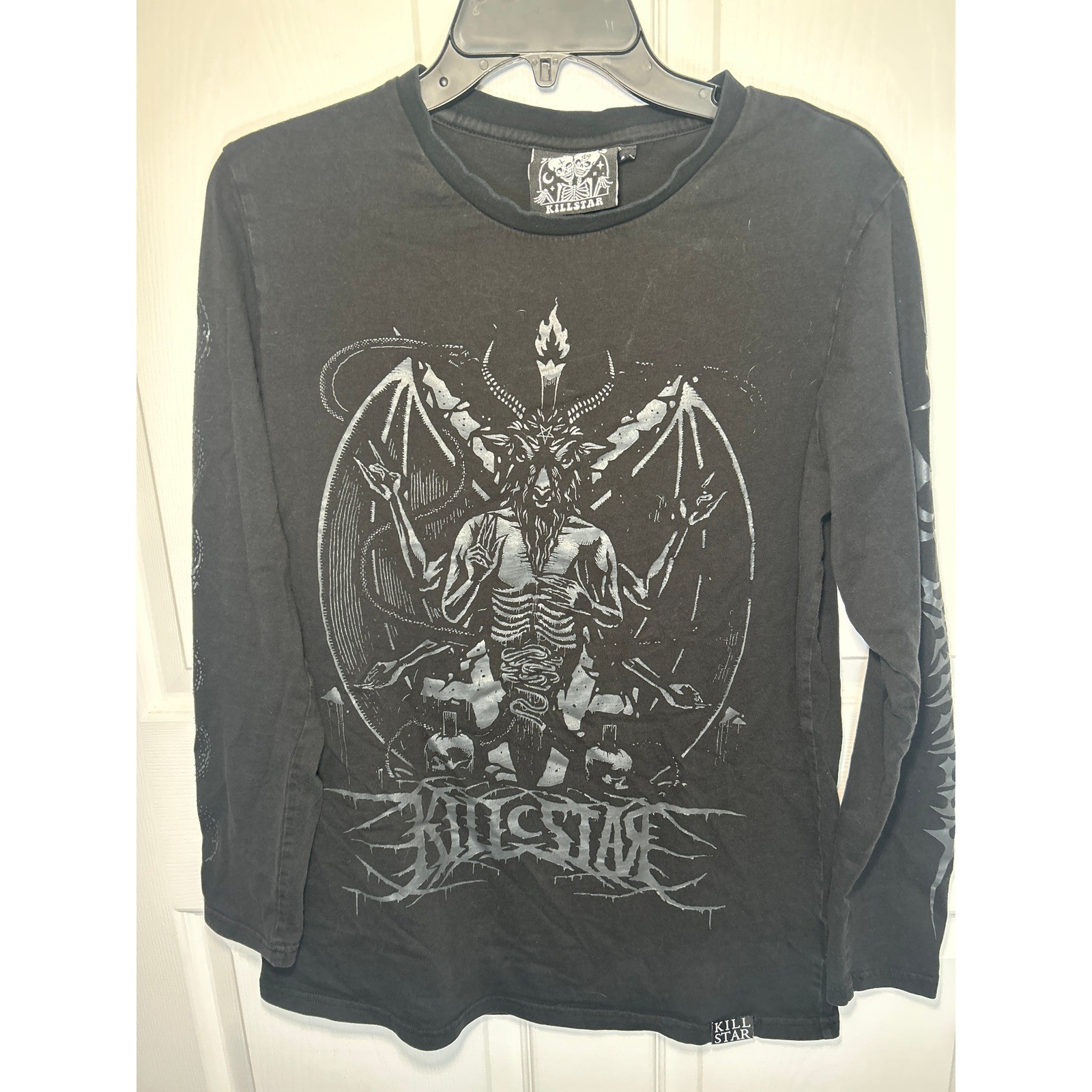 Killstar Long Sleeve T-Shirt Baphomet Occult Graphic Size M Black Goth Alt Shirt gallery