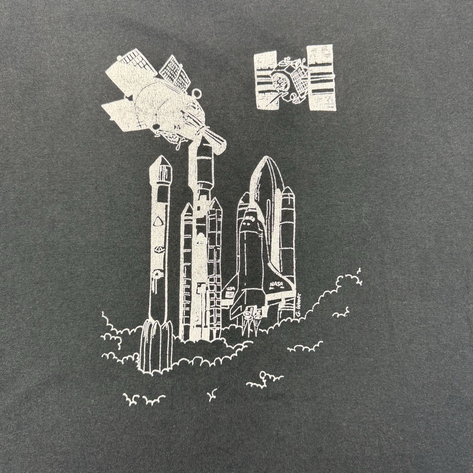 Vintage NASA Space Shuttle T Shirt USA Made Single Stitch XL Black gallery