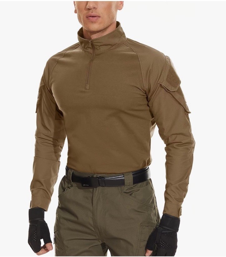 MAGCOMSEN Men’s Tactical Military Shirts 1/4 Zip Long Sleeve Shirt Pockets 2XL