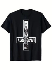 180g Baphomet Inverted Cross Occult Satanism Hail Satan T-Shirt