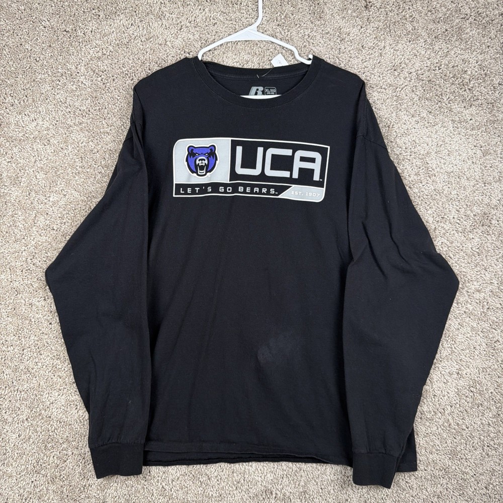 Russell Athletic UCA Bears Unisex Long Sleeve Black T-Shirt Size XL