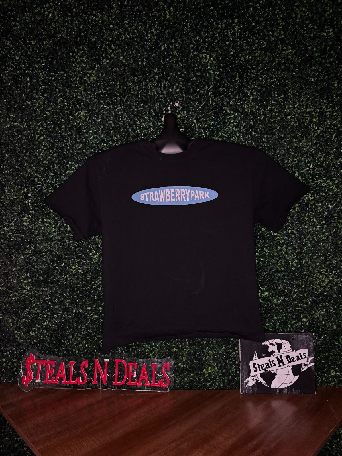 Strawberry park shirt Black and Blue T-Shirt