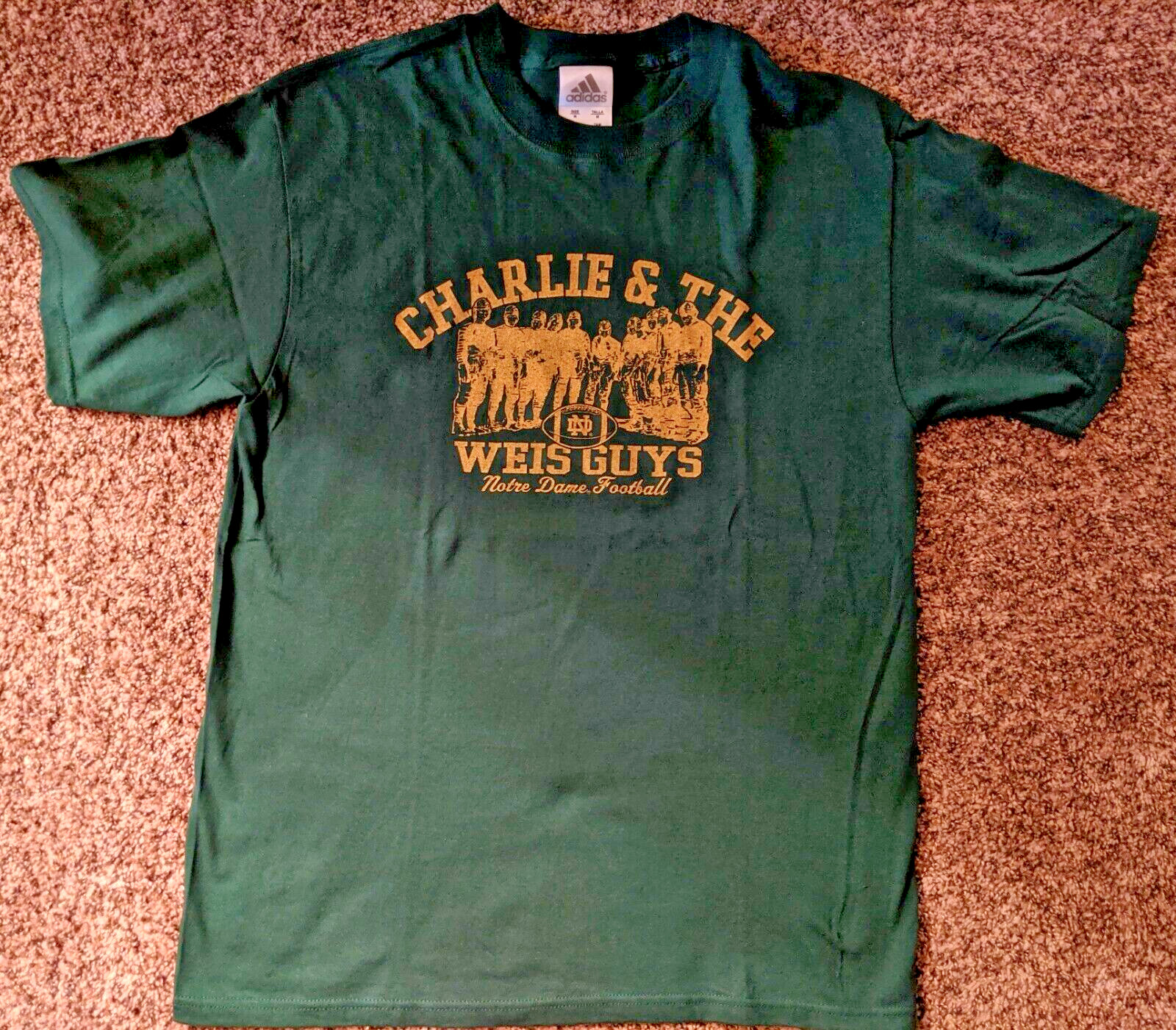 NCAA Charlie & The Weis Guys Notre Dame Fighting Irish Football Adidas T-shirt M