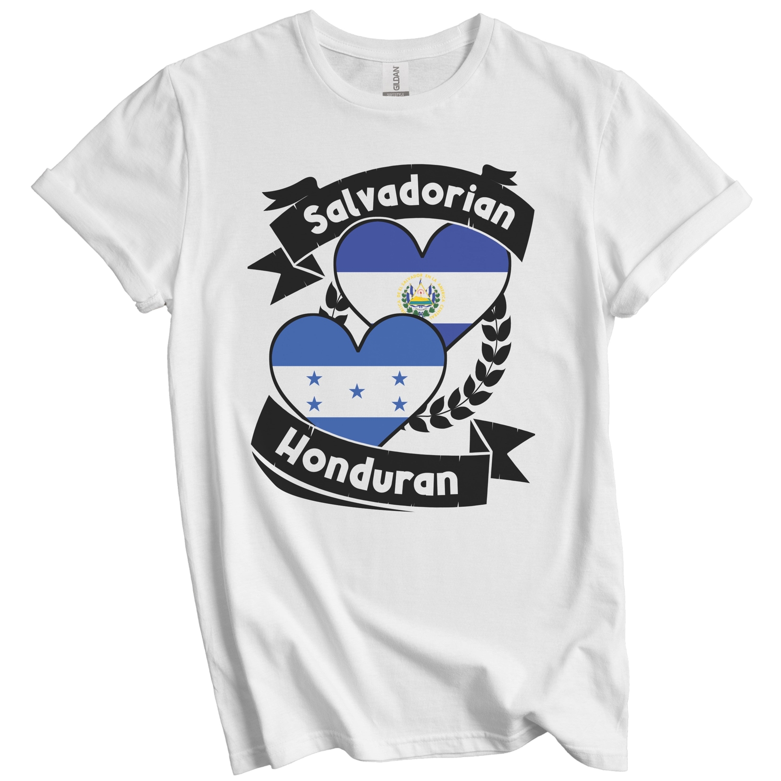 Salvadorian Honduran Heart Flags El Salvador Honduras T-Shirt gallery