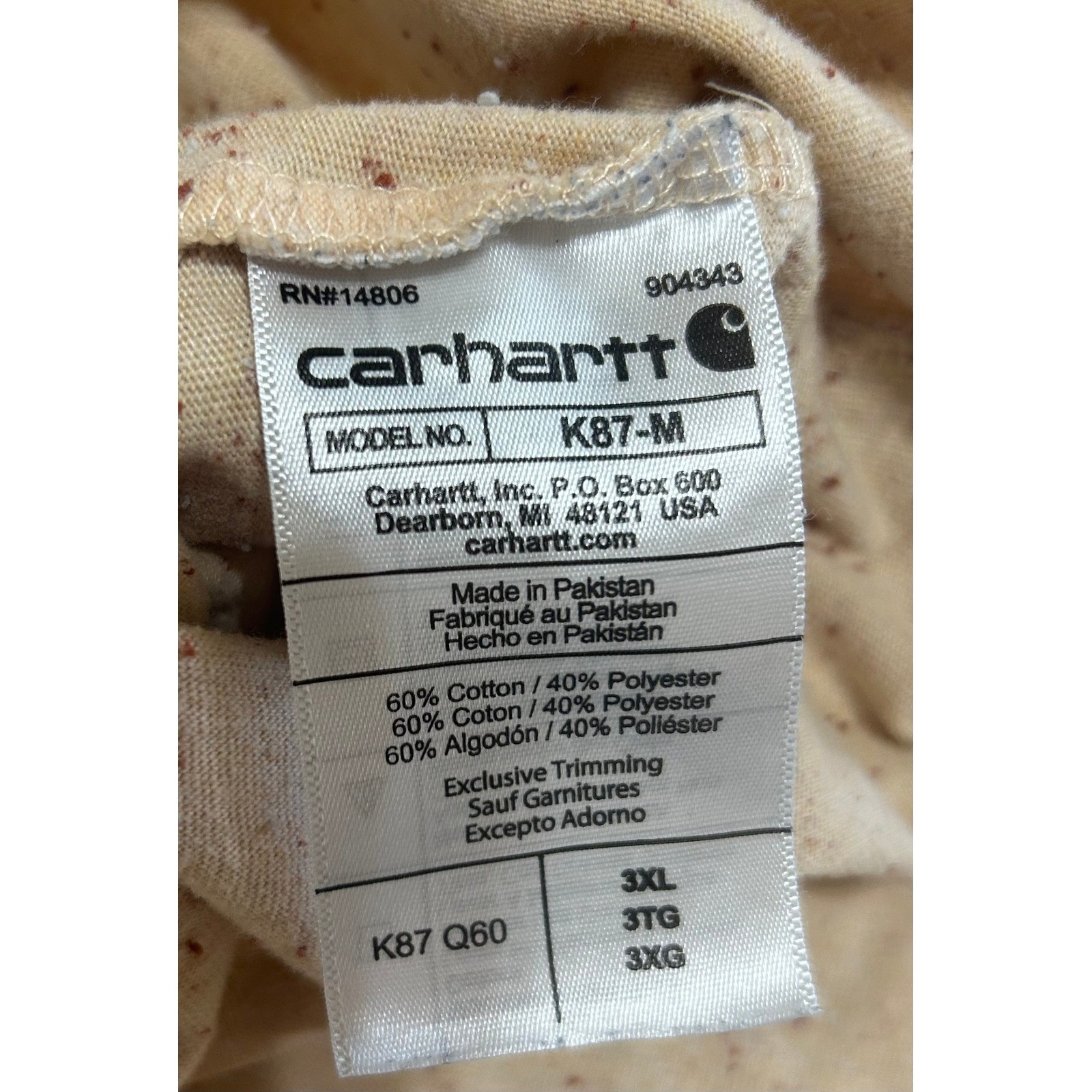 Carhartt Pocket T-Shirt Mens 3XL Pink Oatmeal Loose Fit Workwear Lot of 2 Cotton gallery