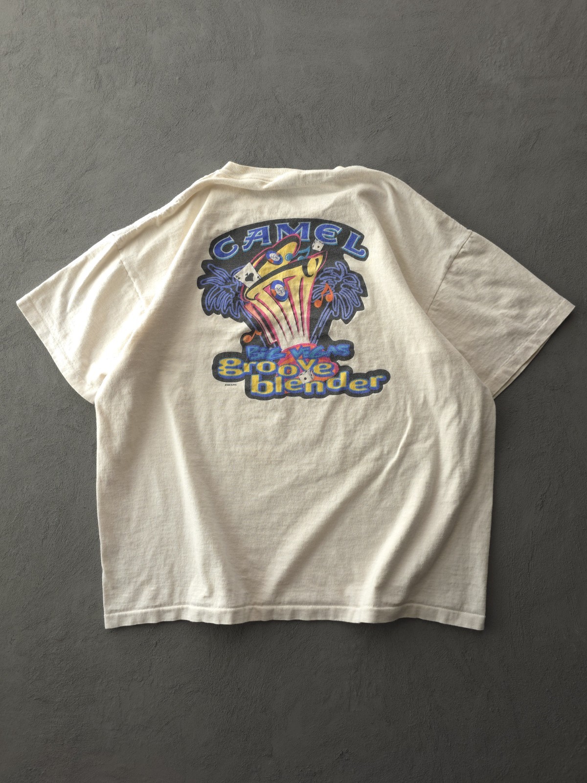Vintage 90s Camel Groove Blender Las Vegas Ivory Cotton Pocket T-shirt Delta XL