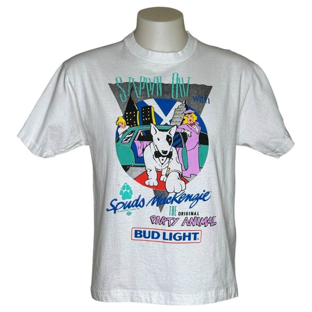 Vintage Bud Light T Shirt Lg Spuds Mackenzie Original Party Animal Steppin Out