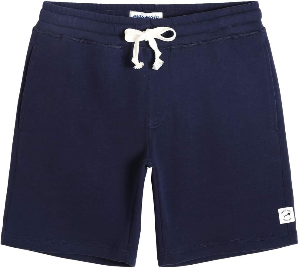 maamgic Men’s Fleece Pajama Flat Front Shorts 9″ Casual Medium, Dark Blue