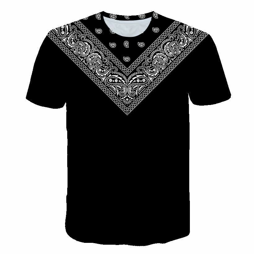 T Shirt Men Paisley Triangle Vintage Silky Soft Black Short Sleeve Graphic Print gallery