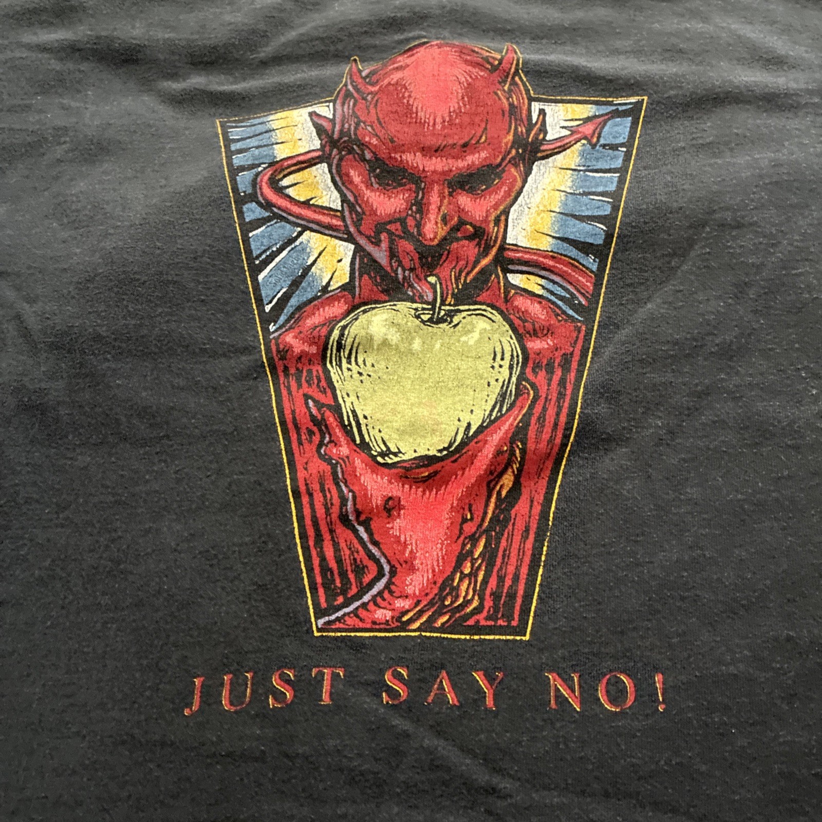 Vintage 80s 90s Just Say No Devil T Shirt Single Stitch USA Made Adam & Eve L gallery