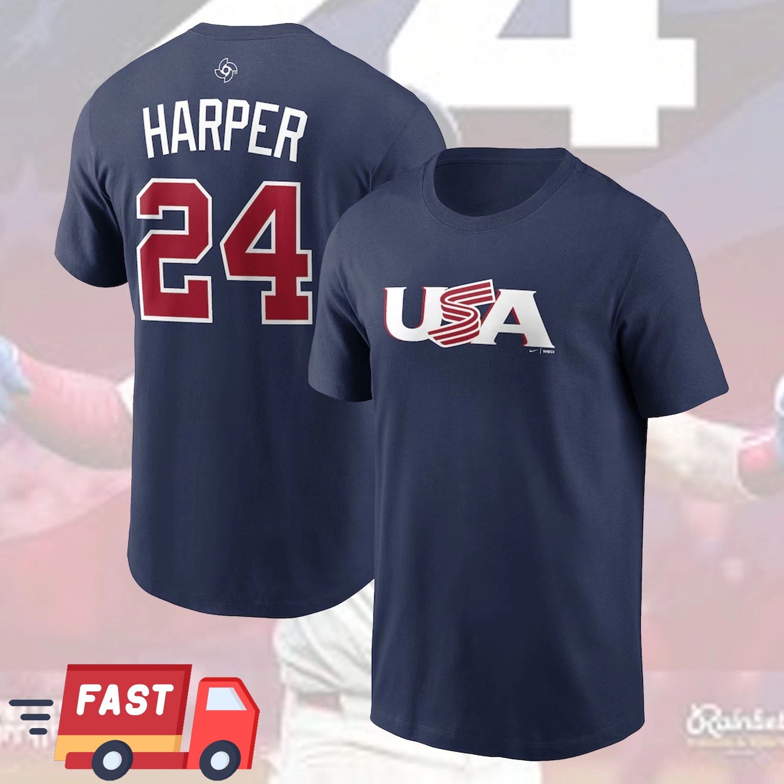 HOT! Bryce #24 Harrper USA Baseball 2026 Name & Number Players For Fans gallery