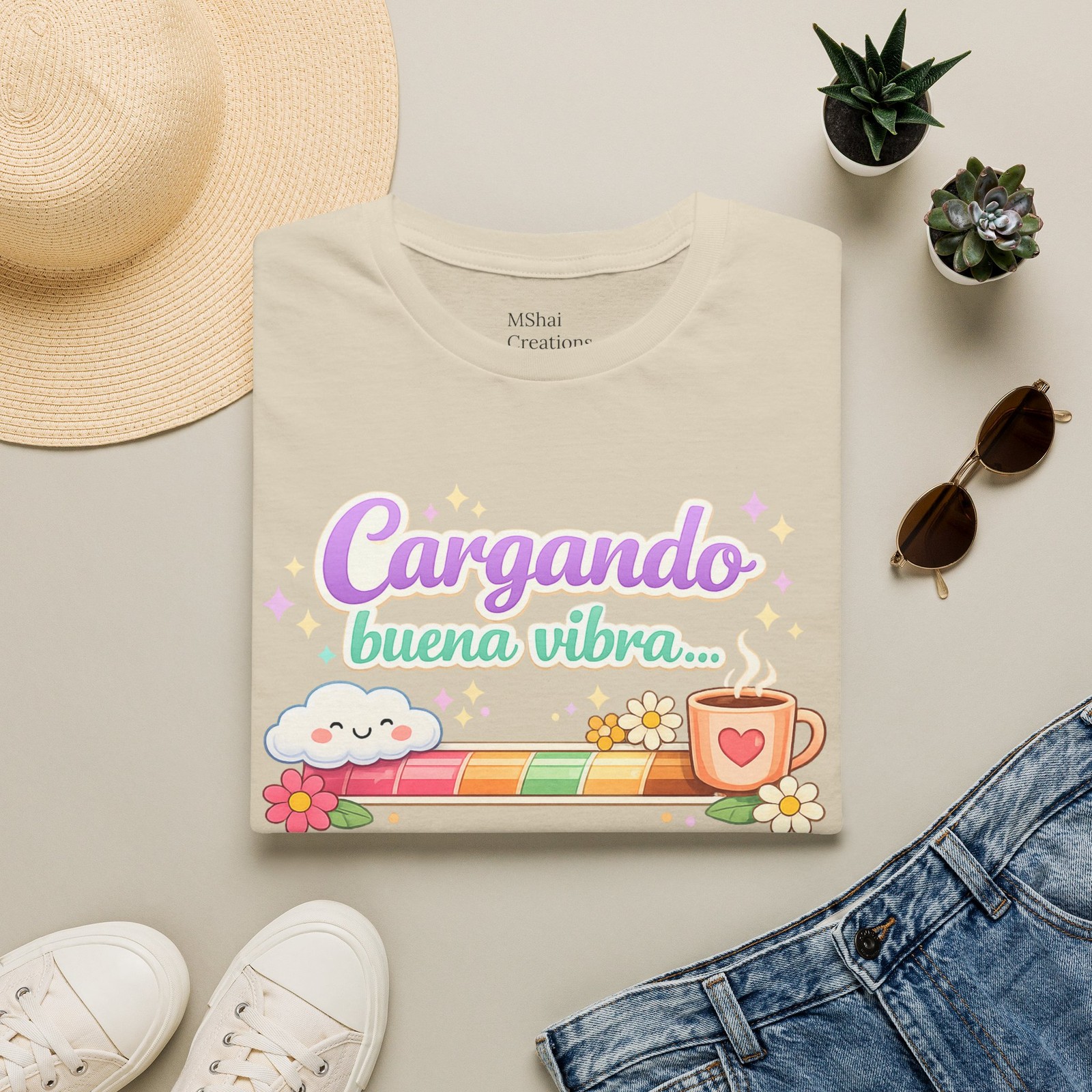 Cargando buena vibra T-Shirt | Cute Coffee Rainbow Design gallery
