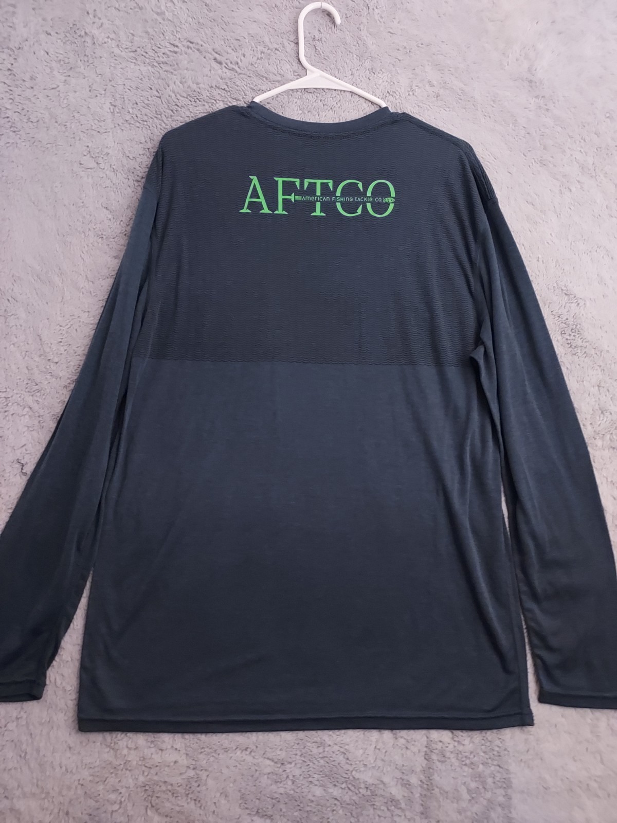 AFTCO Aftech Shirt Mens Extra Large Blue Spellout Sleeve Fishing Outdoor Beach gallery