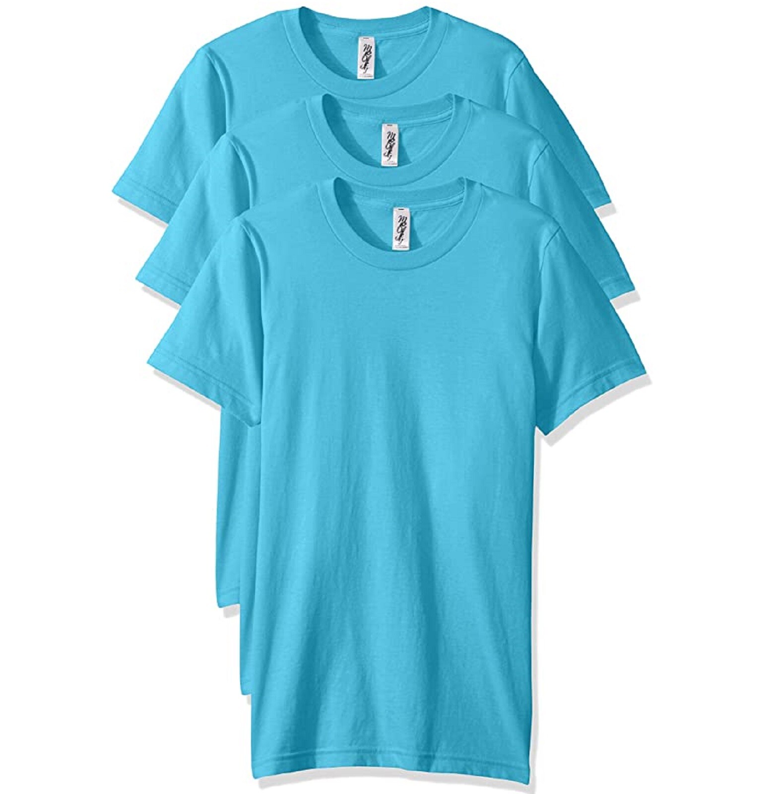 3 Pack Men’s MEDIUM Crewneck Short Sleeve T Shirt Turquoise BLUE Marky G Apparel