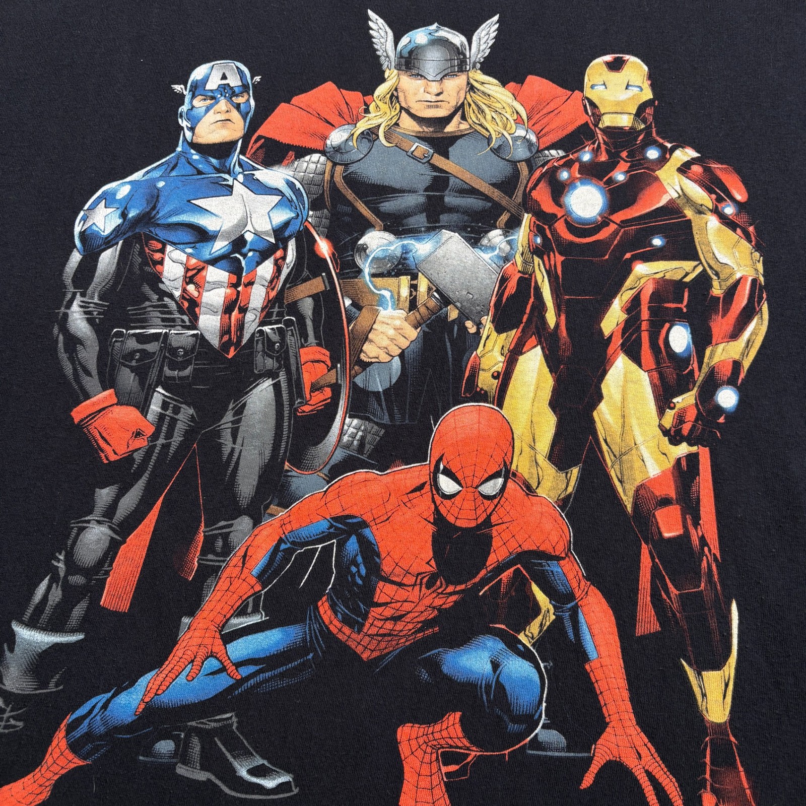 Vintage Mad Engine Marvel Comics Avengers T-Shirt Mens XL Black Graphic Print gallery