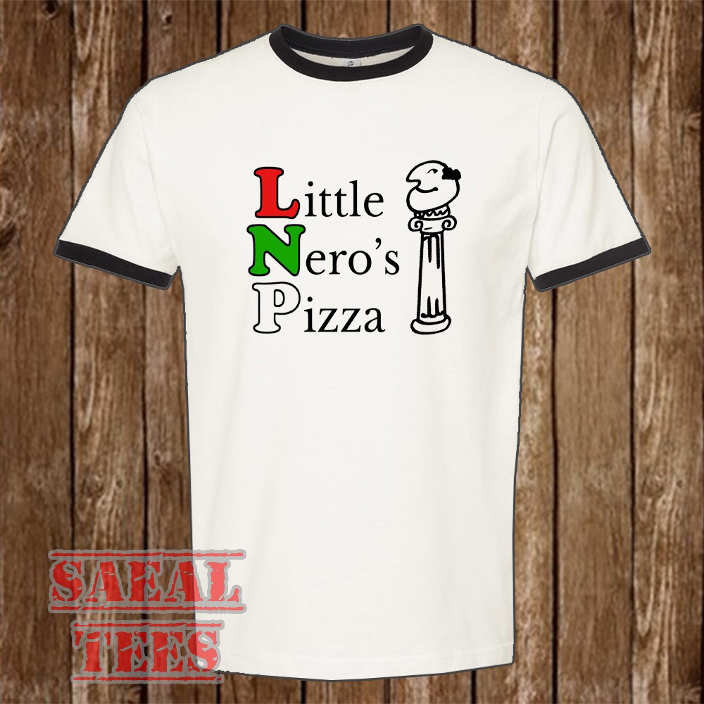 Home Alone Little Nero’s Pizza Men’s Ringer Black Size S-3XL