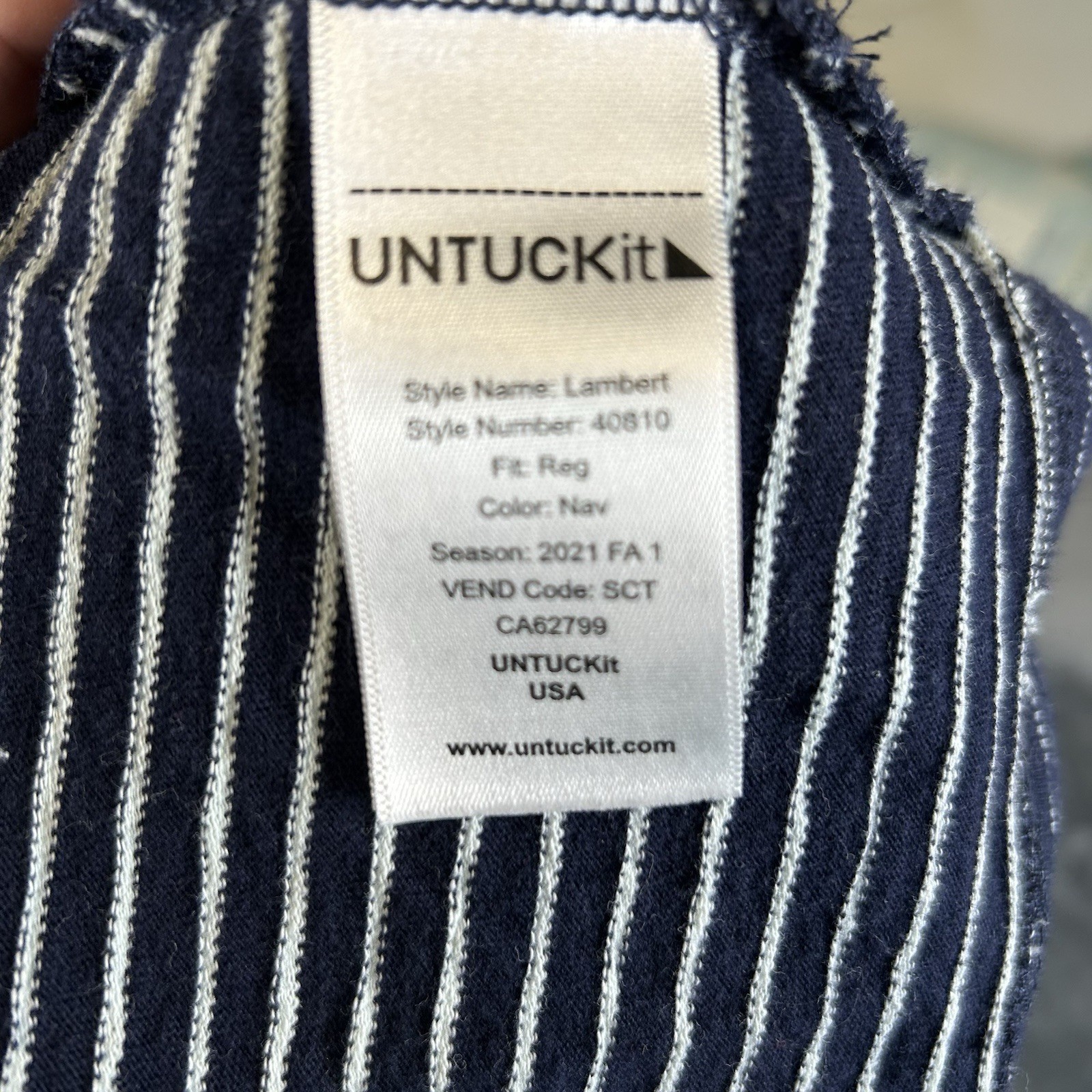 UNTUCKit Lambert Striped Cotton Crewneck T Shirt Mens L Navy Nautical Casual gallery