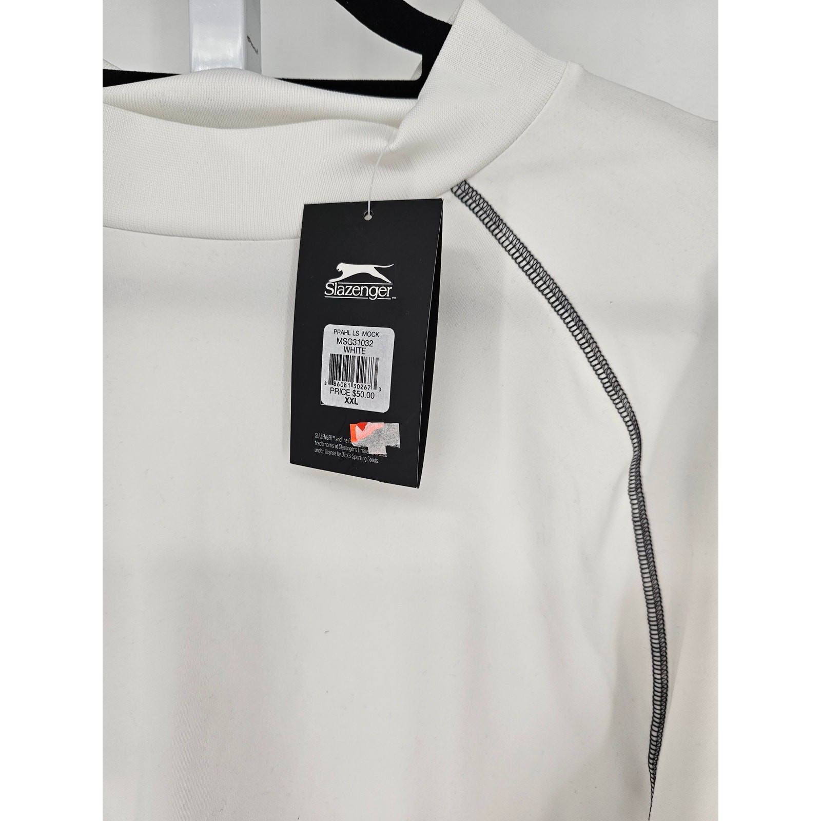 Slazenger Mens Sz XXL Long Sleeve Mock Neck Athletic T Shirt Solid White NEW gallery