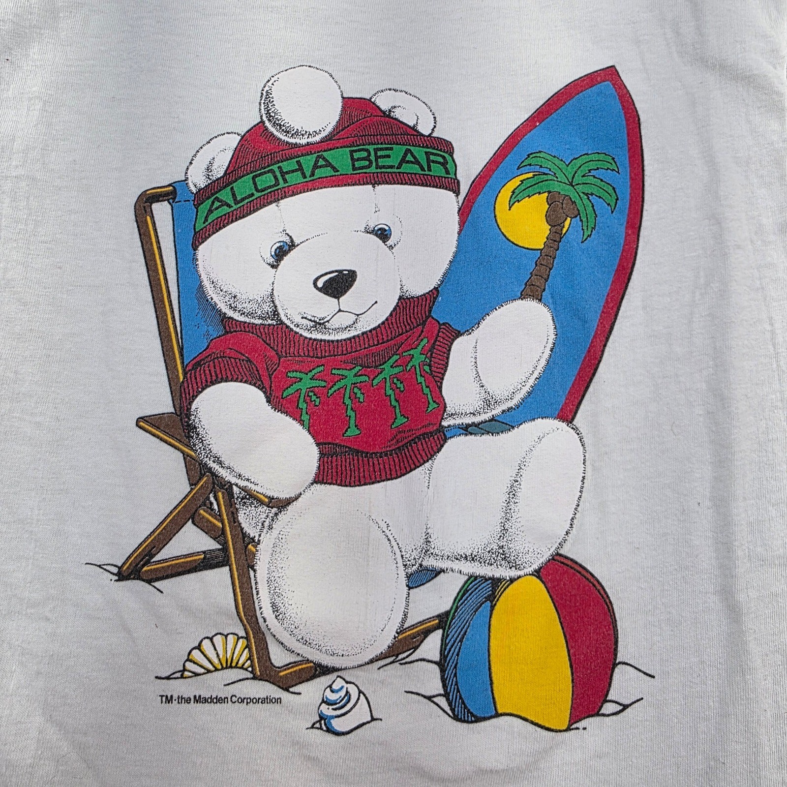 Small Hanes Vintage Beefy- Aloha Bear White Made in USA Hawaii T-Shirt