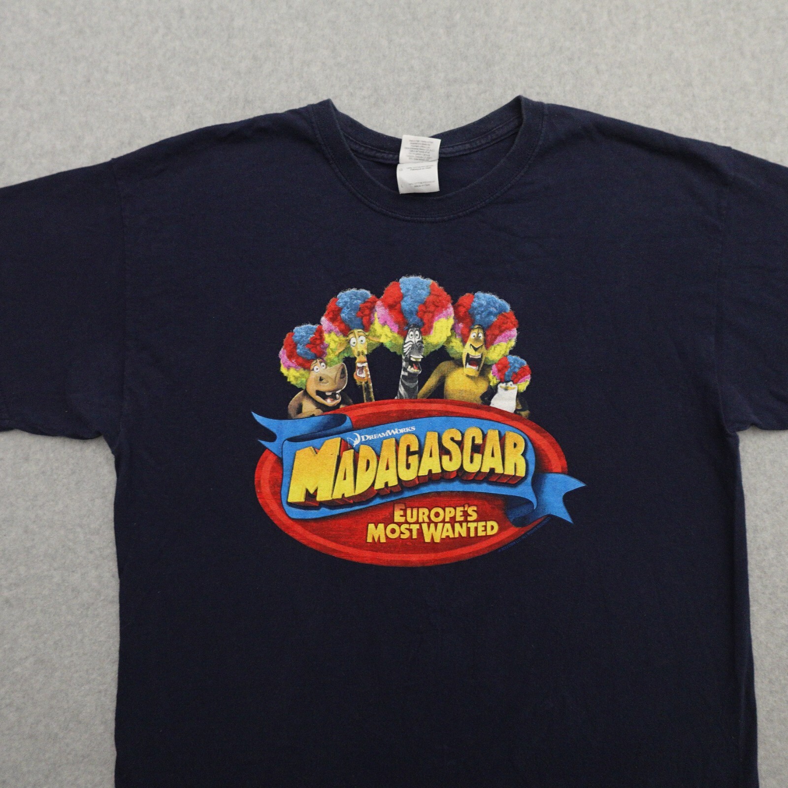 Madagascar Adult Large (21X28) Europe's Most Wanted Promotional T-shirt in Blue gallery
