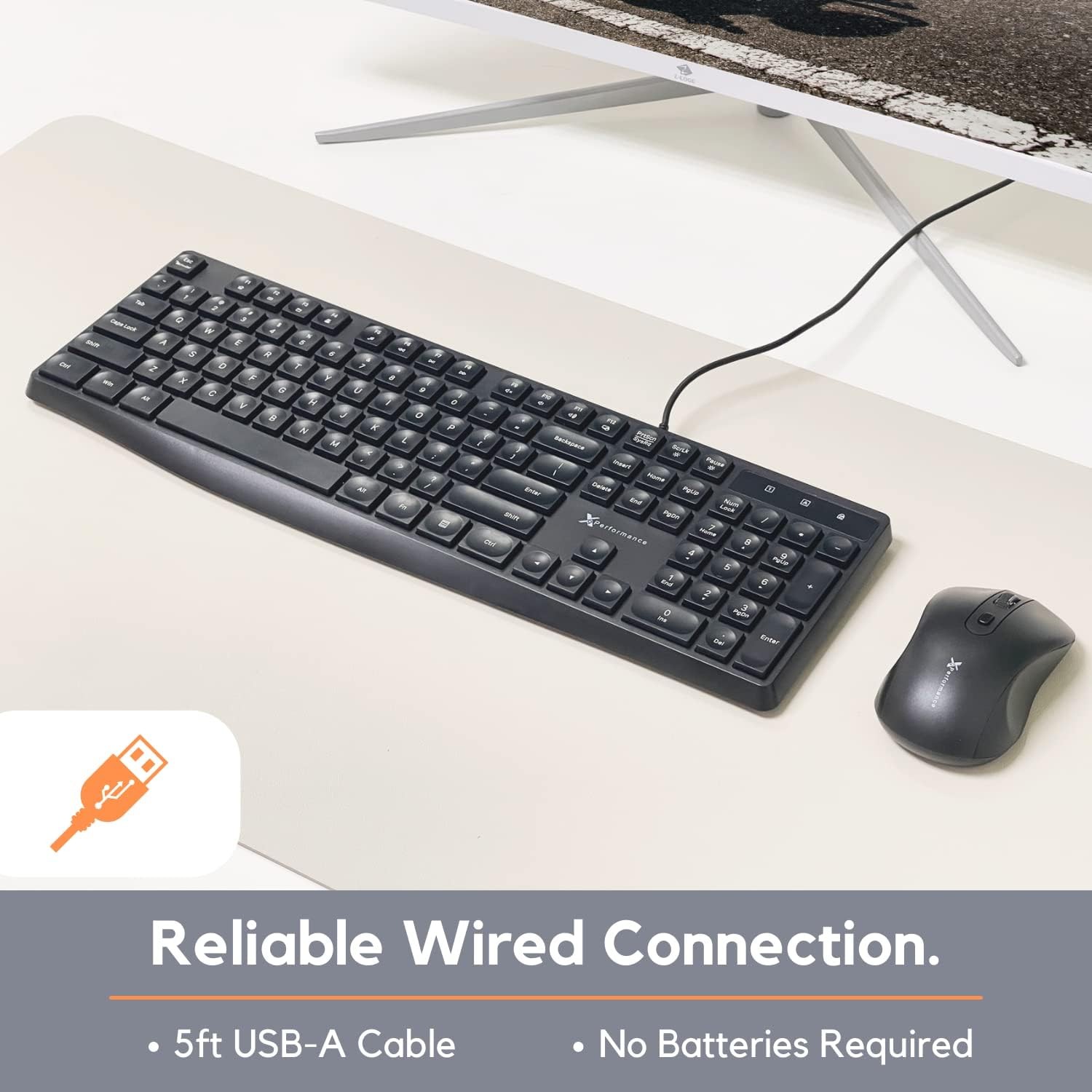 X9 Performance Wired Keyboard – Ultra Slim Full Size Ergonomic Computer Black