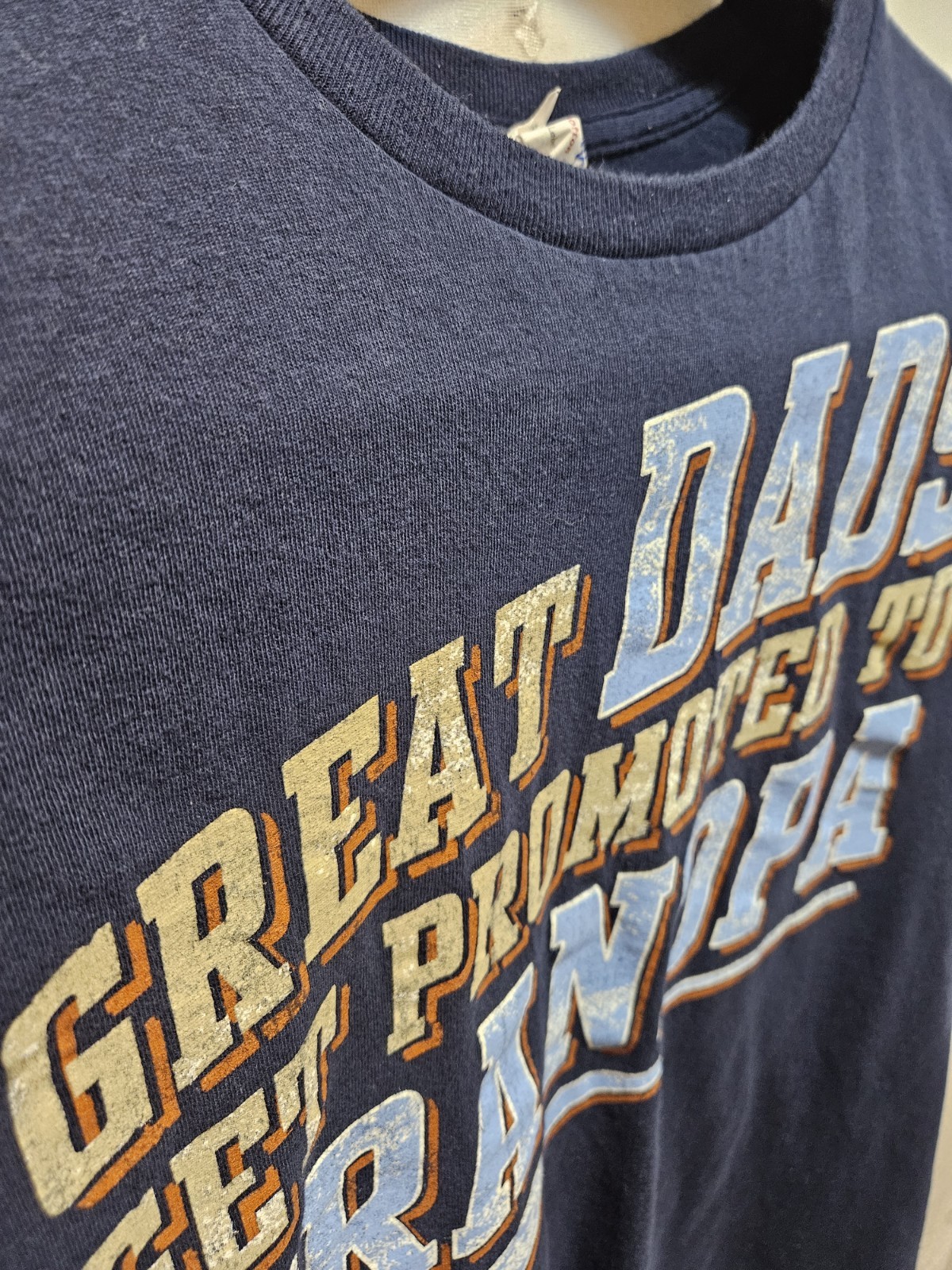 Gildan Mens Large Navy Blue Top Novelty Fathers Day Tribute Family Fits Like Med gallery
