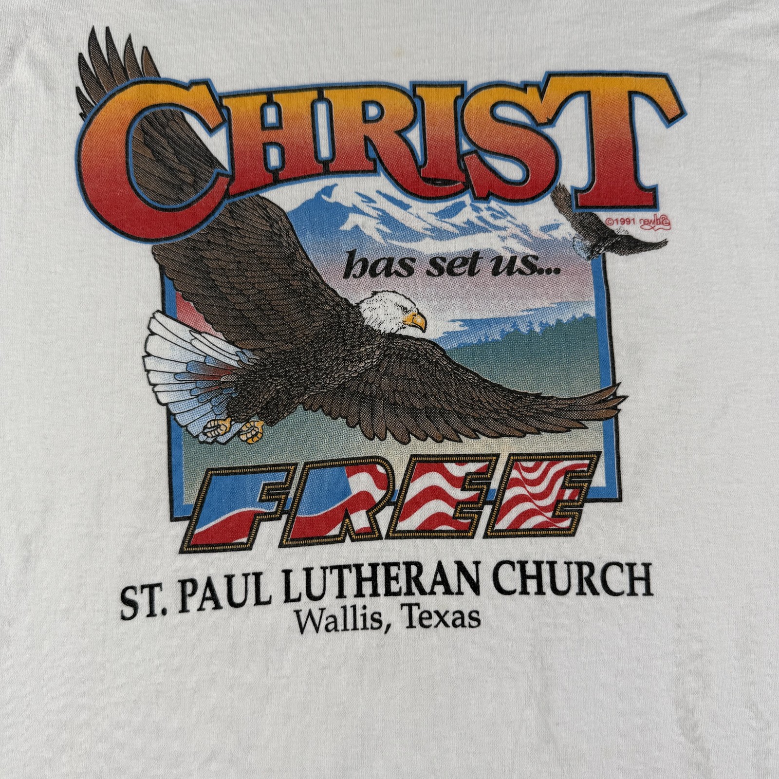 VTG Christ Has Set Us Free Shirt Mens Large St Paul Lutheran Church 90s Jesus gallery