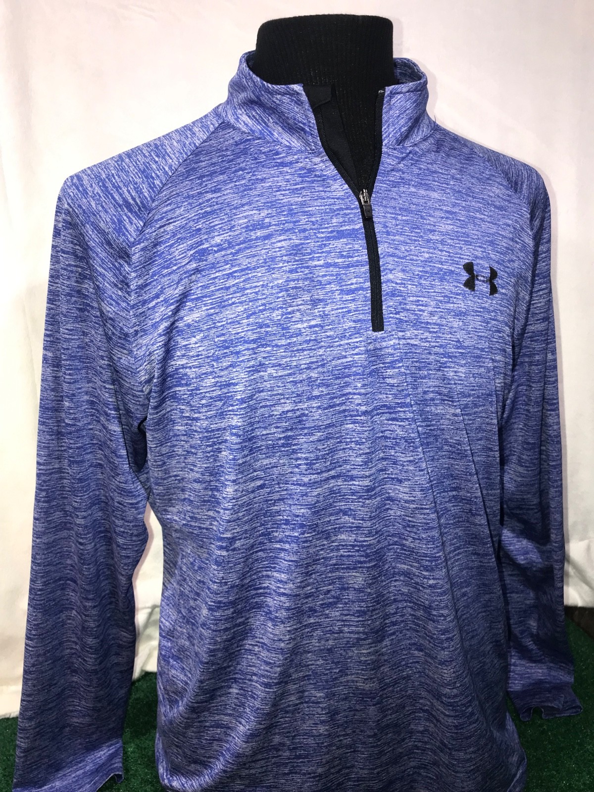 Under Armour Jacket Shirt Large see Desc Blue 1/4 Zip Athletic C36 gallery