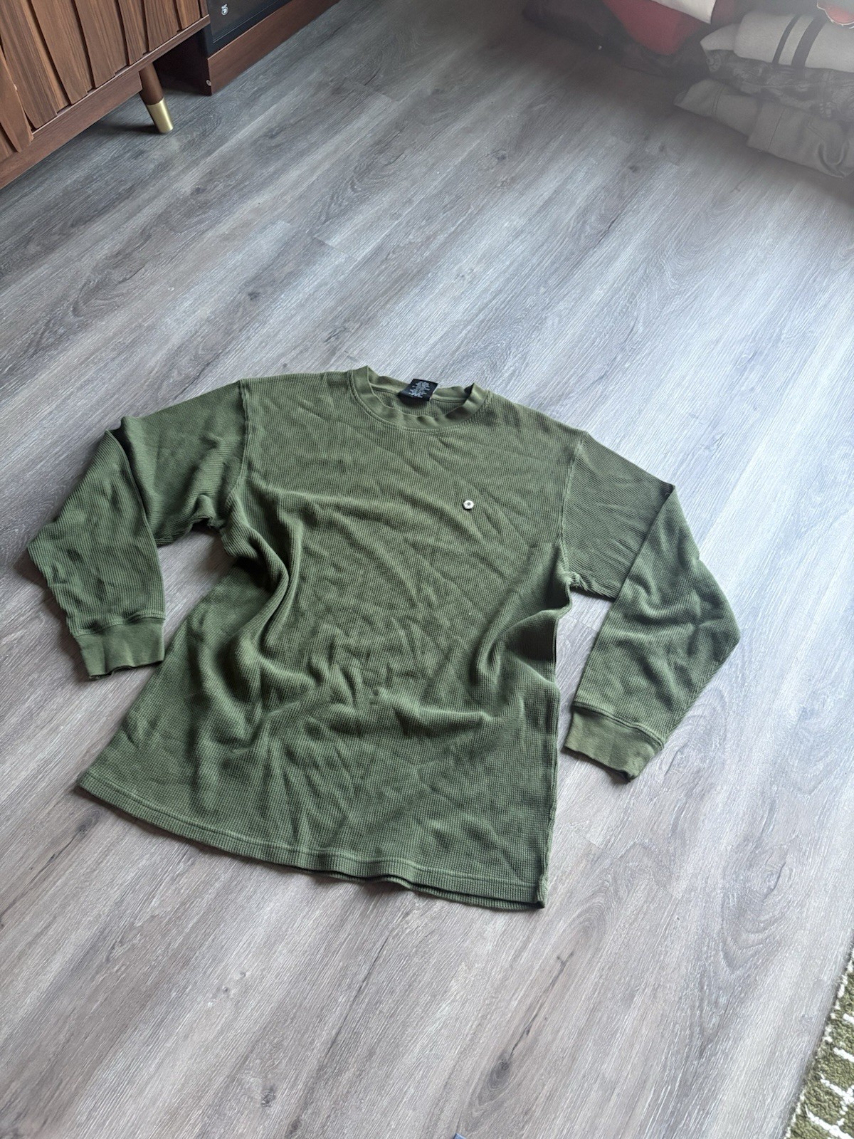 South Pole Green Waffle Weave Pullover Thermal Knit Long Sleeve Size XL