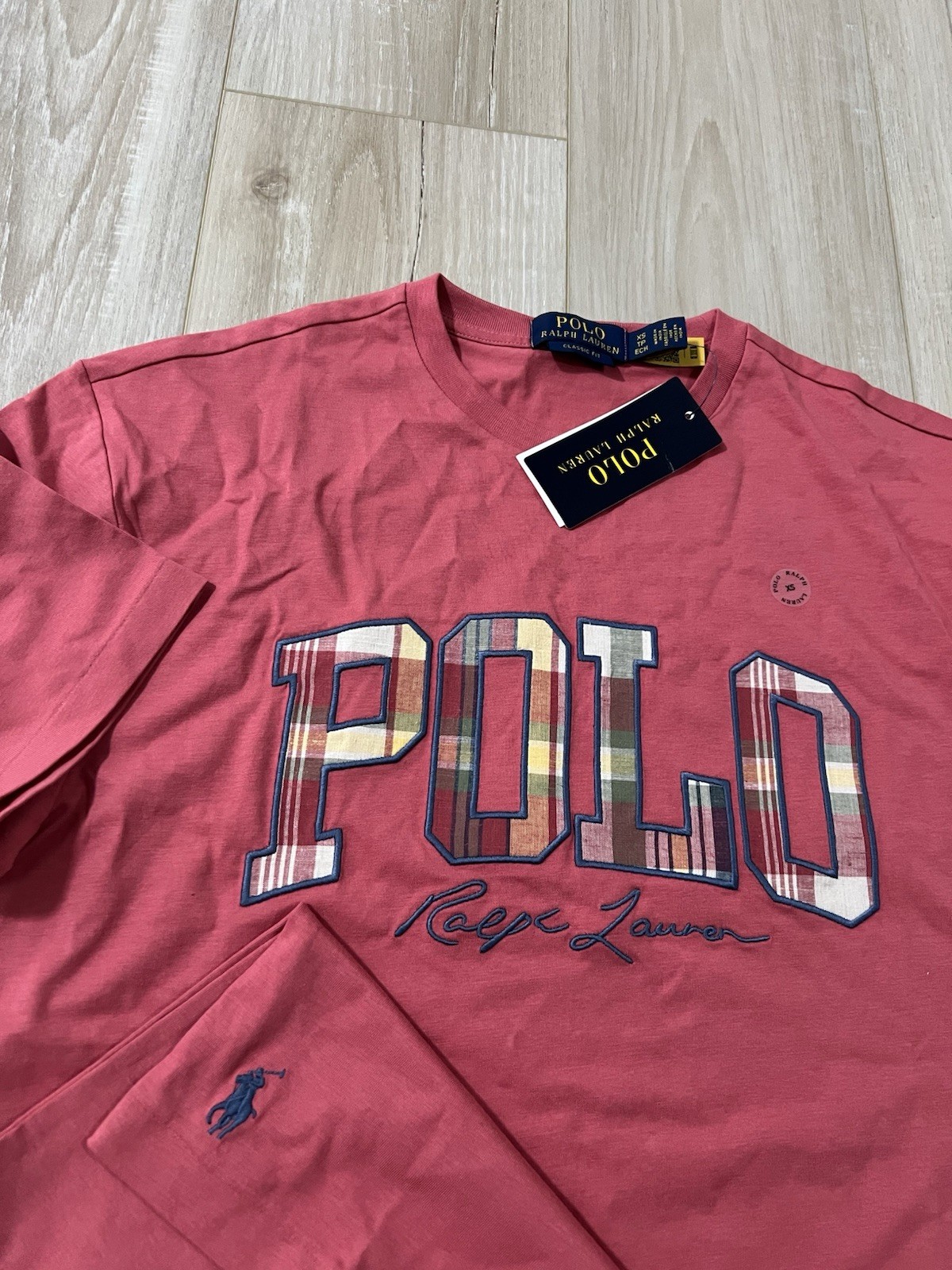 Polo Ralph Lauren Madras Patch Logo Embroidered Tee T Shirt Men’s XS