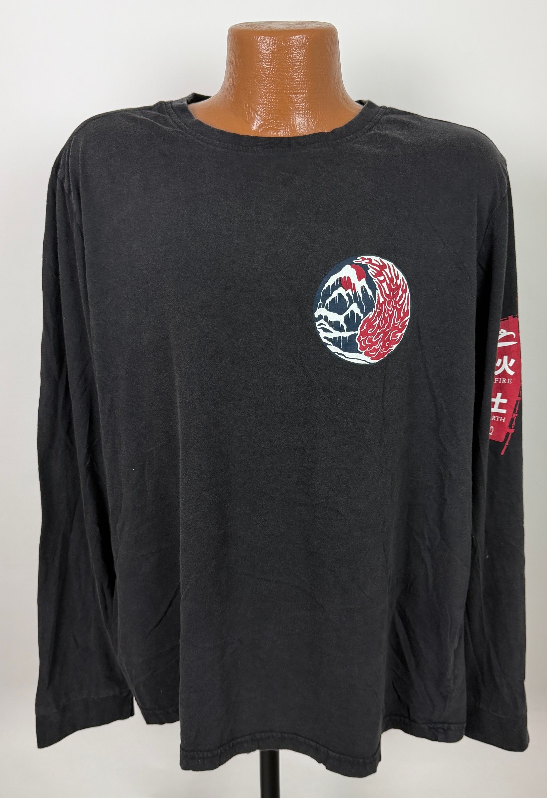 Carbon2Cobalt Shirt Men XL Fire Earth Ying Yang Graphic Long Sleeve Charcoal gallery