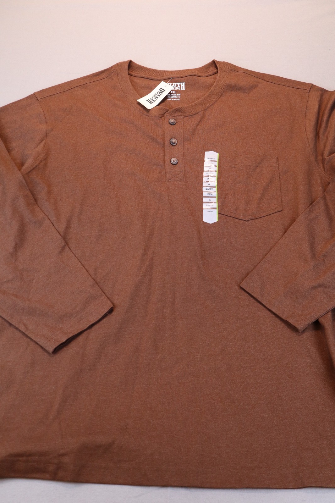 NEW Duluth Trading Co Longtail T Relaxed Long Sleeve Henley T Shirt Brown 4XL gallery