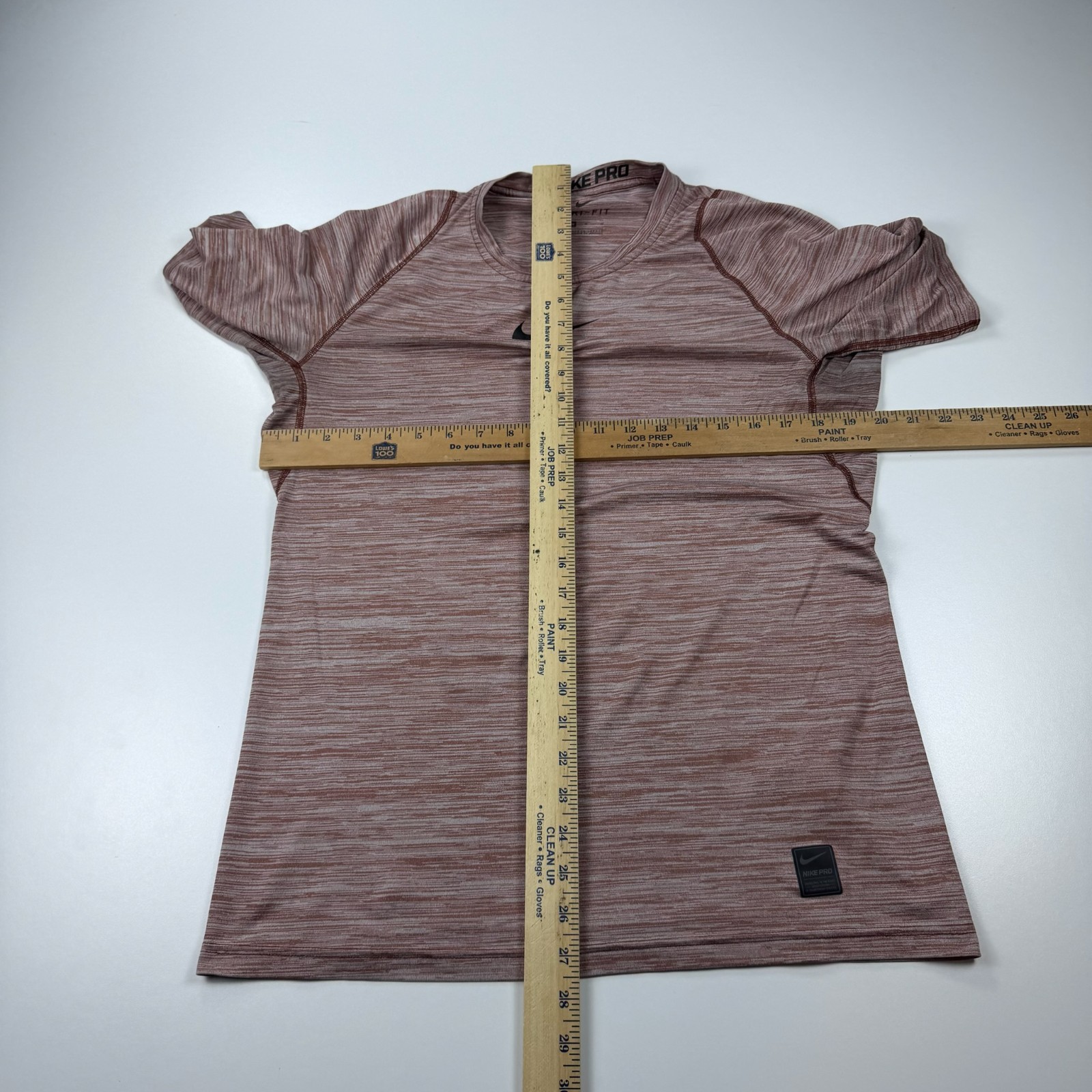 Nike Pro Shirt Mens Medium Red Crew Neck Lightweight Stretch Training Swoosh gallery