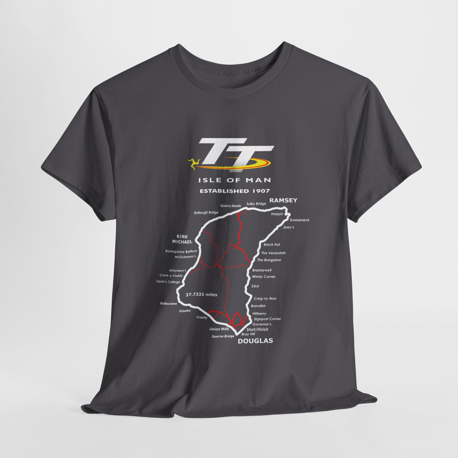 New Isle of Man TT Racing Track Map Island Logo Black/Navy/G Men's T-Shirt S-5XL gallery