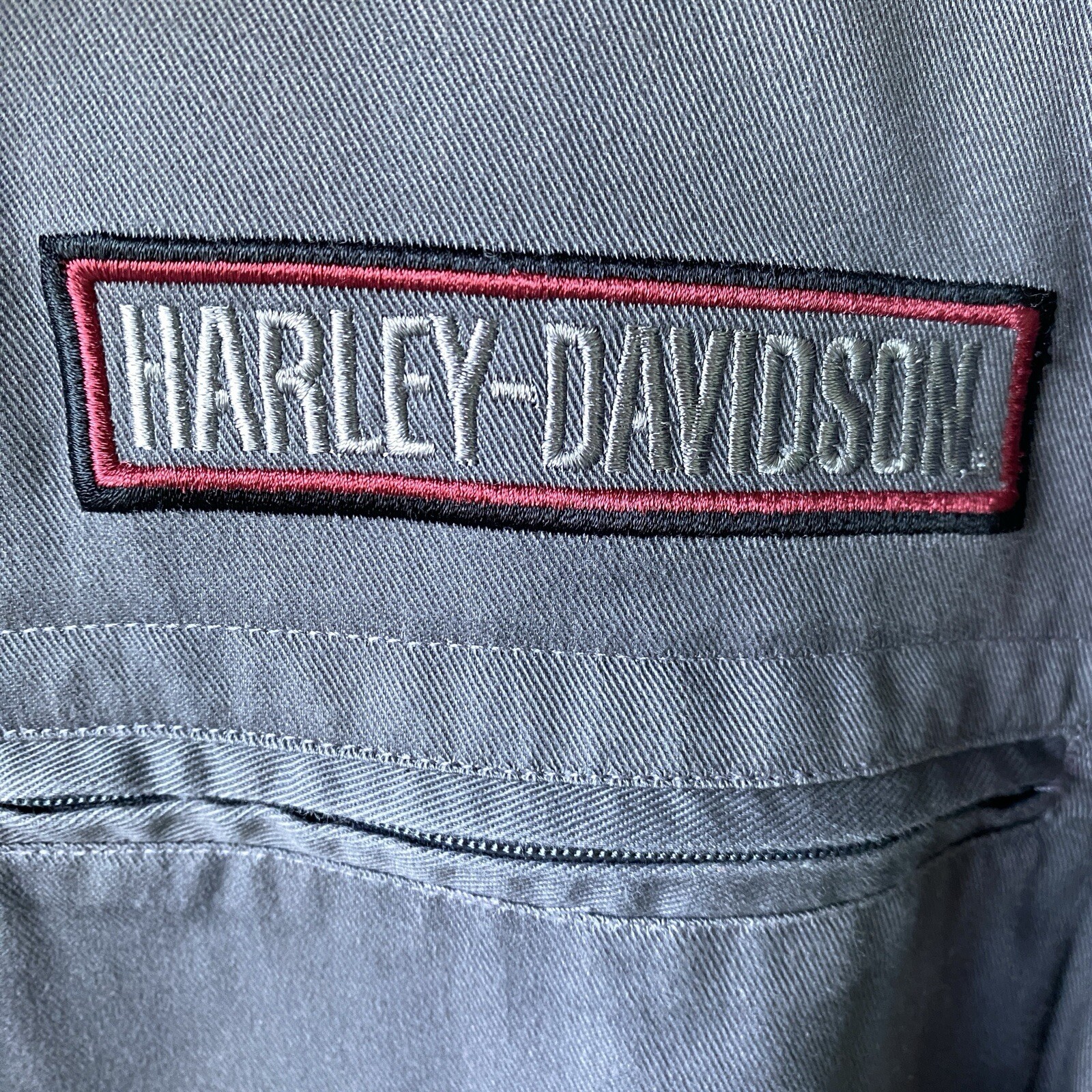 Harley-Davidson Mens Shirt XL Zipper Pockets Embroidered Skull Poly Blend Exc gallery