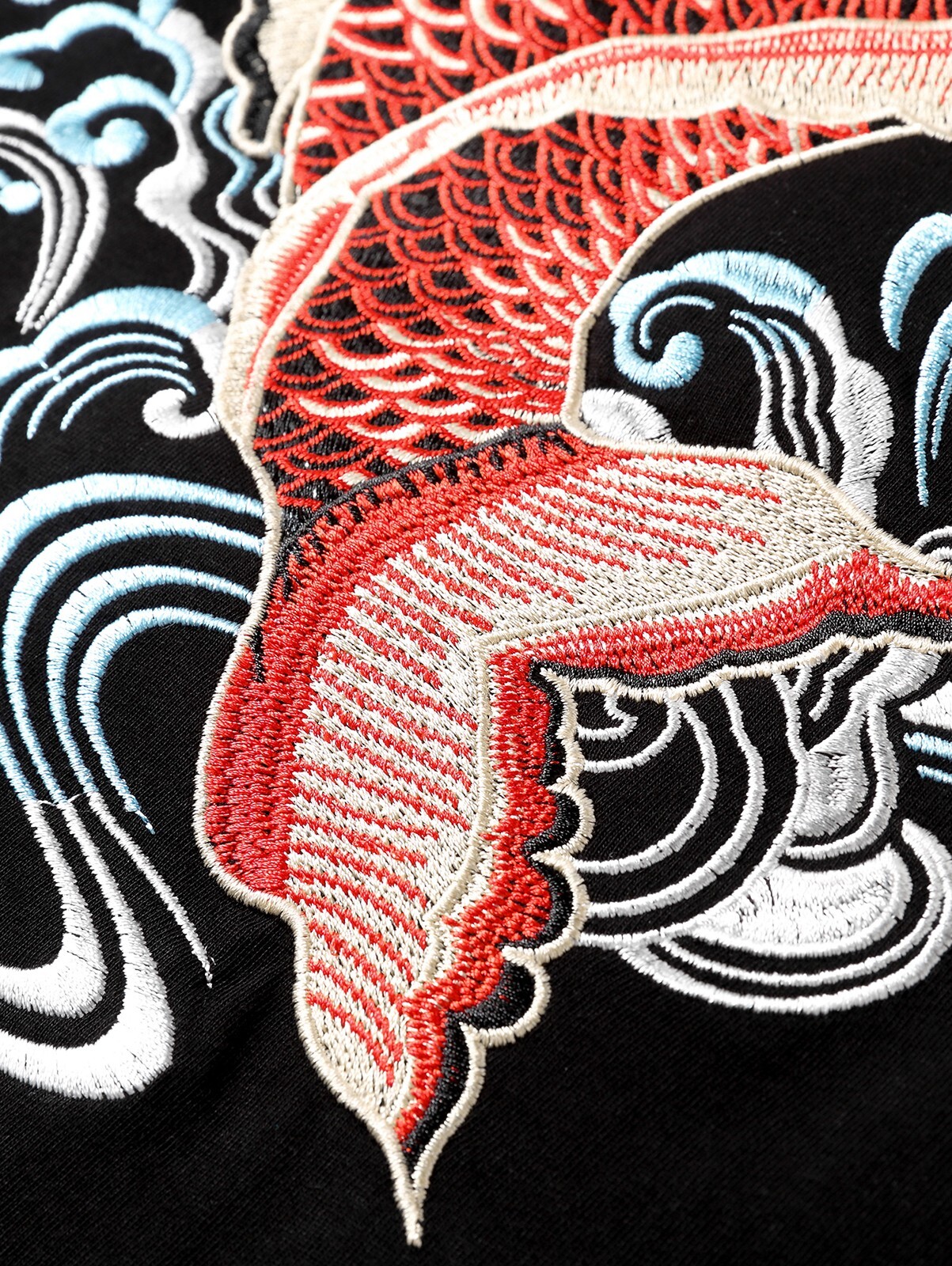 Niepce Men's Dancing Fish Embroidery Tee Japanese Streetwear T-Shirt gallery