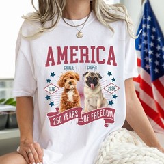 Custom Dog Photo America Anniversary Eagle Bright Shirt