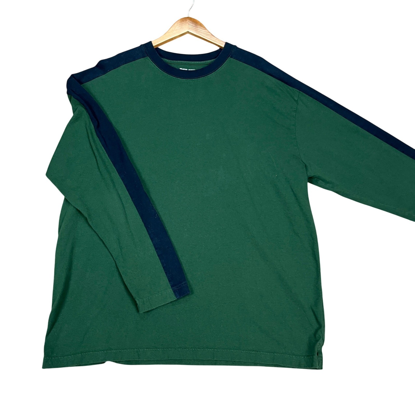 Duluth Trading Co T-Shirt Mens Large Green Navy Blue Stripe Long Sleeve EUC gallery