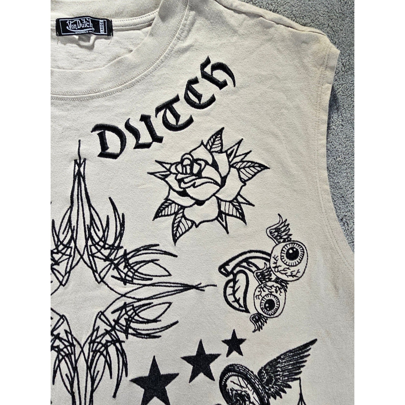 Von Dutch Originals Von Dutch Graphic Sleeveless Tank Top Large Y2K Tattoo Goth gallery