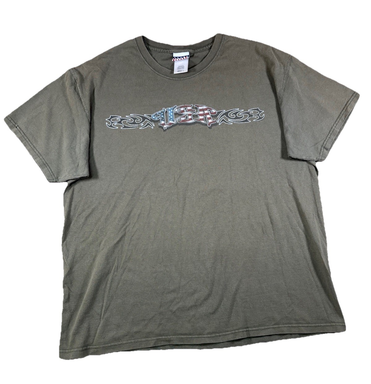 Vintage Y2K Genuine Sonoma American USA Flag Spell Out T-Shirt Adult Size Large gallery