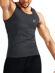 NELEUS Men’s 3 Pack Dry Fit Compression Tank Top Tight Muscle Shirts,5074,Bla…