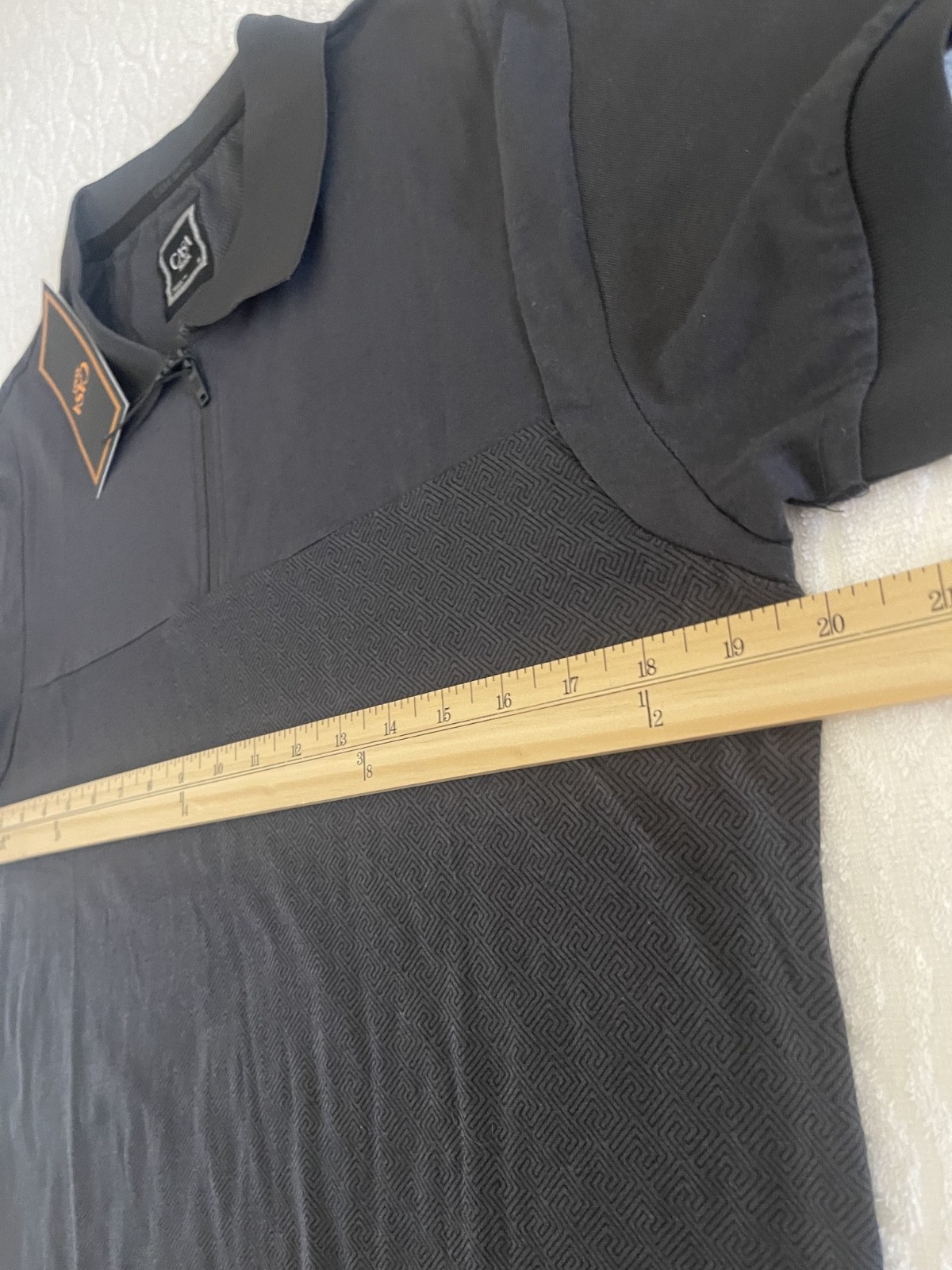 CASA MODA Couture Men's Zip-Front Polo Shirt Black Quarter-Zip Front Closure gallery