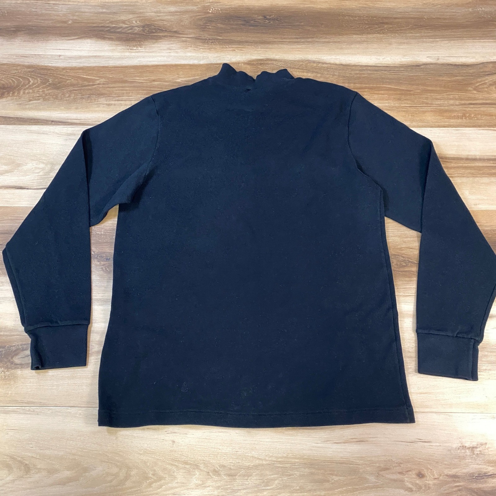 Lands End Mock Neck Mens M Black Cotton Regular Fit Heritage Vintage USA Made gallery