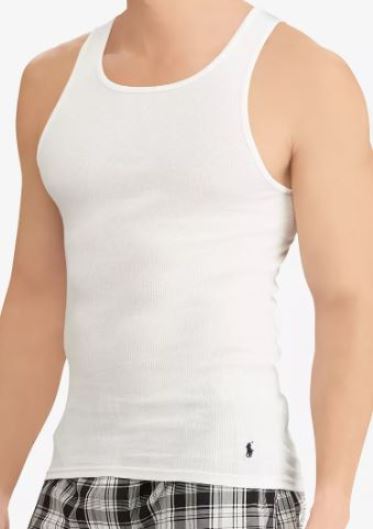 3 GENUINE POLO RALPH LAUREN COTTON WHITE TANKS T-SHIRTS UNDERSHIRTS S M L XL XXL gallery